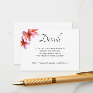 Pink Plumeria Détails du Mariage Carte de boîtier