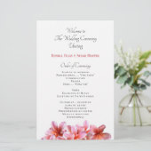 Pink Plumeria Flowers Flat Wedding Program (Staand voorkant)