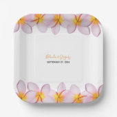 Pink Plumeria Frangipani Wedding Papieren Bordje (Voorkant)