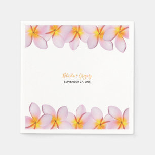 Pink Plumeria Frangipani Wedding Servet