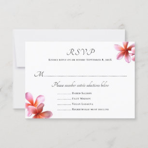 Pink Plumeria Mariage Menu Répondre Cartes