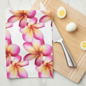 Pink Plumeria Theedoek (Quarter Fold)