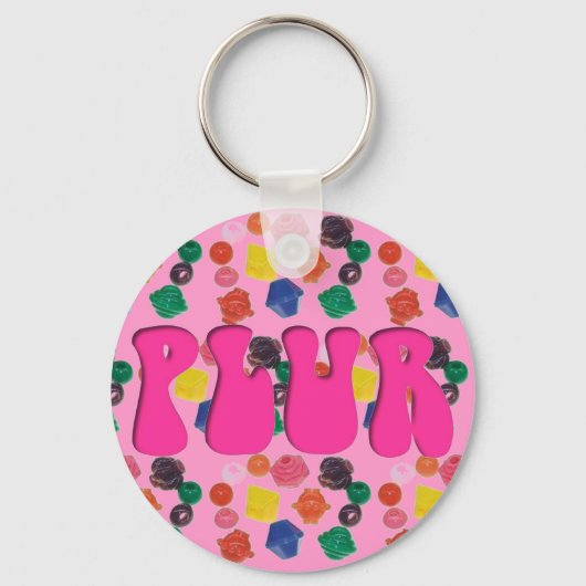 Pink PLUR Rave Kandi Sleutelhanger (Voorkant)