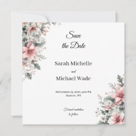 Pink Poinsettia Save the Date Invite