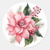Pink Poinsettia Stickers (Devant)