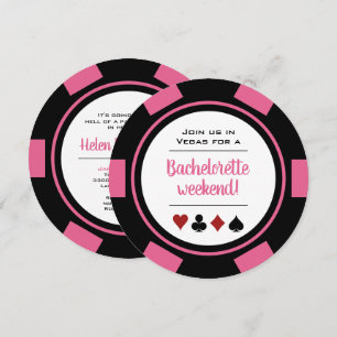 Pink Poker Chip Vegas Casino Bachelorette Party Kaart