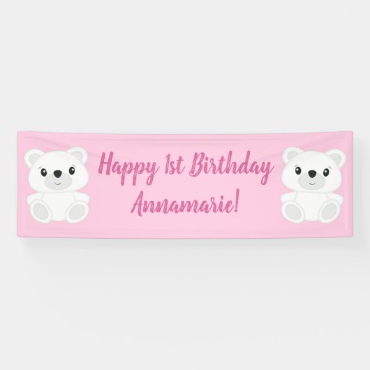 Pink Polar Beer Birthday Party Spandoek (Horizontaal)