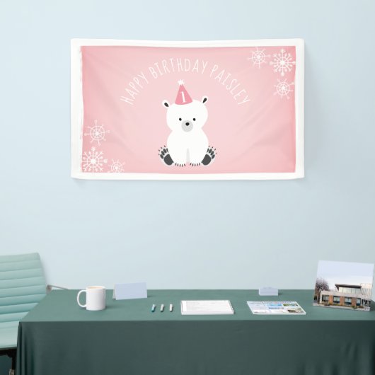 Pink Polar Beer Winter Onederland 1ste verjaardag Spandoek (Beurs)