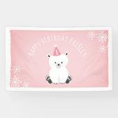 Pink Polar Beer Winter Onederland 1ste verjaardag Spandoek (Horizontaal)