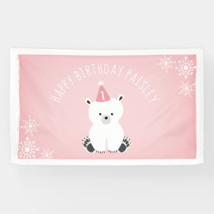 Pink Polar Beer Winter Onederland 1ste verjaardag Spandoek