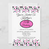 Pink Polka Dot Anniversaire Fête Invitation (Devant)