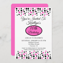 Pink Polka Dot Anniversaire Fête Invitation