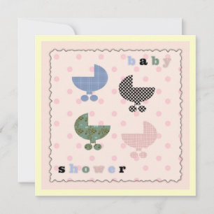 Pink Polka Dot Baby Buggies Baby shower nodigt uit Kaart