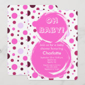 Pink polka dot Baby Shower Invitation (Devant / Derrière)