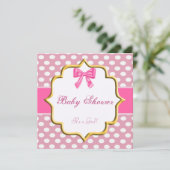 Pink Polka Dot Baby shower Uitnodiging (Staand voorkant)