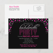 Pink Polka Dot Bachelorette Invitation Carte posta (Devant / Derrière)