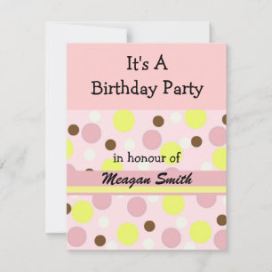 Pink Polka Dot Birthday Uitnodiging
