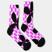 Pink Polka Dot Black Retro Flower Crazy Sokken (Rechts)