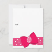 Pink Polka Dot Bow Birthday Uitnodiging (Achterkant)