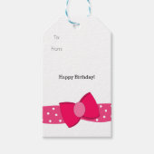 Pink Polka Dot Bow Cadeaulabel (Voorkant)