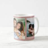 Pink Polka Dot Couple Photo Pink Love Hearts Mug (Devant droit)