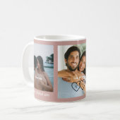 Pink Polka Dot Couple Photo Pink Love Hearts Mug (Devant gauche)
