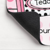 Pink Polka Dot Crayon leraar Mousepad Muismat (Hoek)