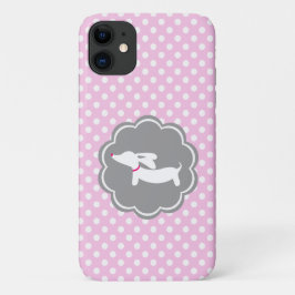 Pink Polka Dot Dachshund Mobiele Telefoon Case