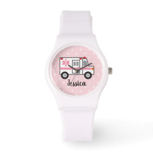 Pink Polka Dot EMT Paramedic Watch for her Horloge