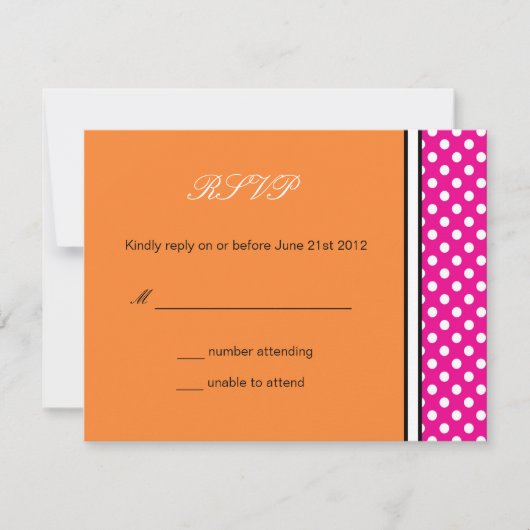 Pink Polka Dot et mariage Tangerine RSVP (Devant)