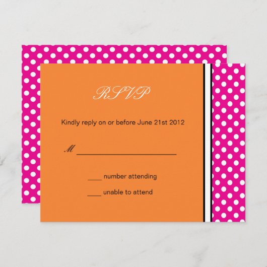 Pink Polka Dot et mariage Tangerine RSVP (Devant / Derrière)