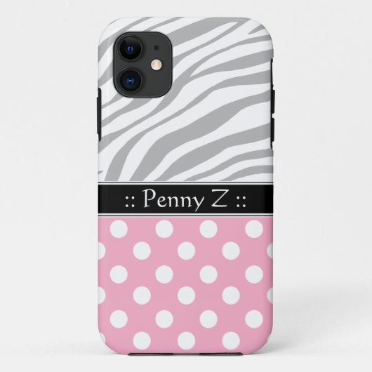 Pink Polka Dot Faded Zebra Imprimer iPhone 5 Coque (Dos)