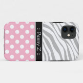 Pink Polka Dot Faded Zebra Imprimer iPhone 5 Coque (Dos (Horizontal))