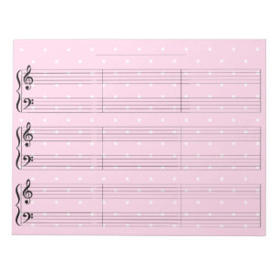 Pink Polka Dot Grand Staff Piano Music Briefpapier Notitieblok
