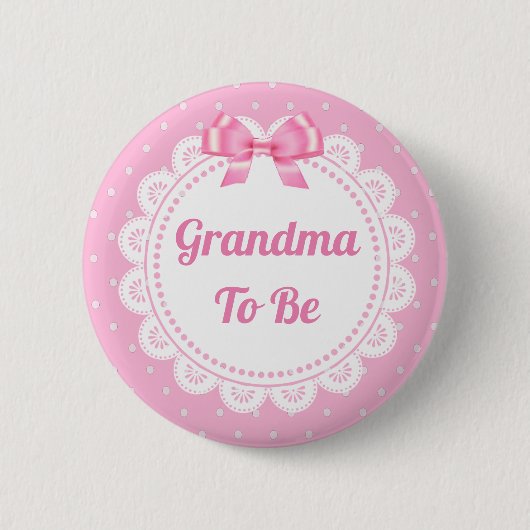 Pink Polka Dot Grandma to be Baby shower Button (Voorkant)