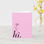 Pink Polka Dot Hallo Kaart (Gele Bloem)