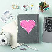Pink Polka Dot Heart Sticker (iPad Cover)