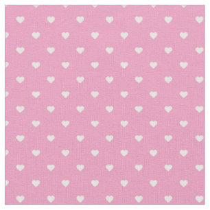 Pink Polka Dot Hearts Stof