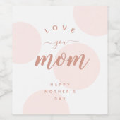 Pink Polka Dot Love You Maman Vin Étiquette (Étiquettes simples)