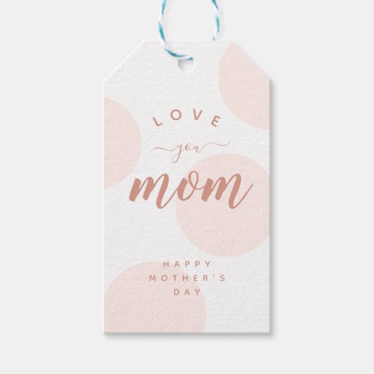 Pink Polka Dot Love You Mom Simple étiquette cadea (Devant)