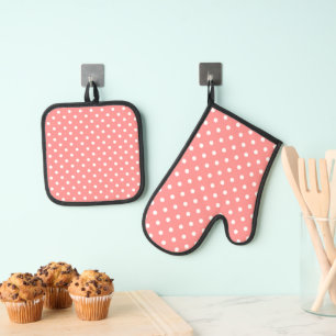 Pink Polka Dot Ovenwant & Pannenlap Set
