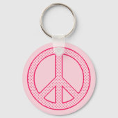 Pink Polka Dot Peace Sleutelhanger (Voorkant)