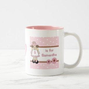 Pink Polka Dot Personalized Child's Mok
