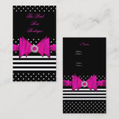 Pink Polka Dot Pink Black Stripe Pink Diamond Bow Visitekaartje (Voorkant / Achterkant)