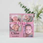 Pink Polka Dot Verjaardagsaankondiging Aankondiging (Staand voorkant)