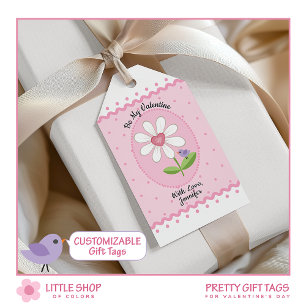 Pink Polka Dot White Daisy Be My Valentijn Cadeaulabel