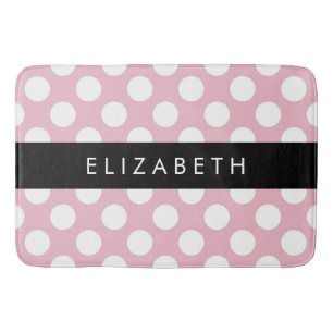 Pink Polka Dots, Polka Dot Pattern, Jouw naam Badmat