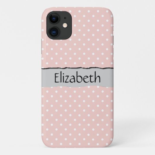 Pink Polka Dots, Polka Dot Pattern, Jouw naam Case-Mate iPhone Case (Achterkant)