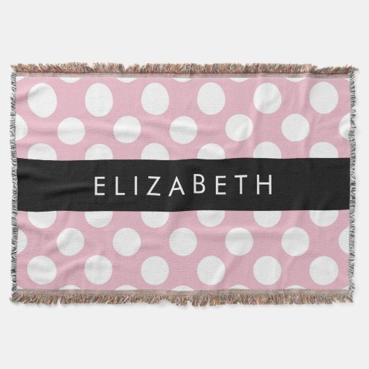 Pink Polka Dots, Polka Dot Pattern, Jouw naam Deken (Voorkant)