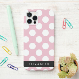 Pink Polka Dots, Polka Dot Pattern, Jouw naam iPhone 12 Pro Hoesje
